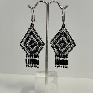 Rina Yanen - Earrings - Black & silver Czech beads by Rina Yanen - McMillan Arts Centre - Vancouver Island Art Gallery