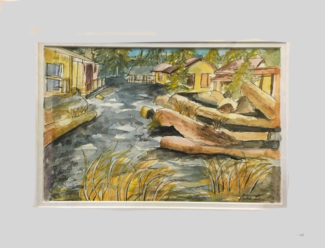 Angie Bettam - Watercolour Painting - Beach Cottages, unframed by Angie Bettam - McMillan Arts Centre - Vancouver Island Art Gallery