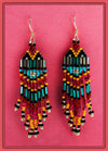Bruce Thurston - Earrings Beaded Design red, pink, orange, turquoise, silver