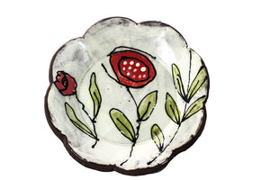 Donna Rathke - Pottery - Plate with whimsical floral design, 5 inch diameter by Donna Rathke - McMillan Arts Centre - Vancouver Island Art Gallery