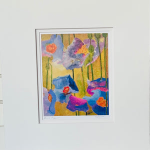 Carla Weaver - Print - Blue Poppies- white matted  16" x 20"