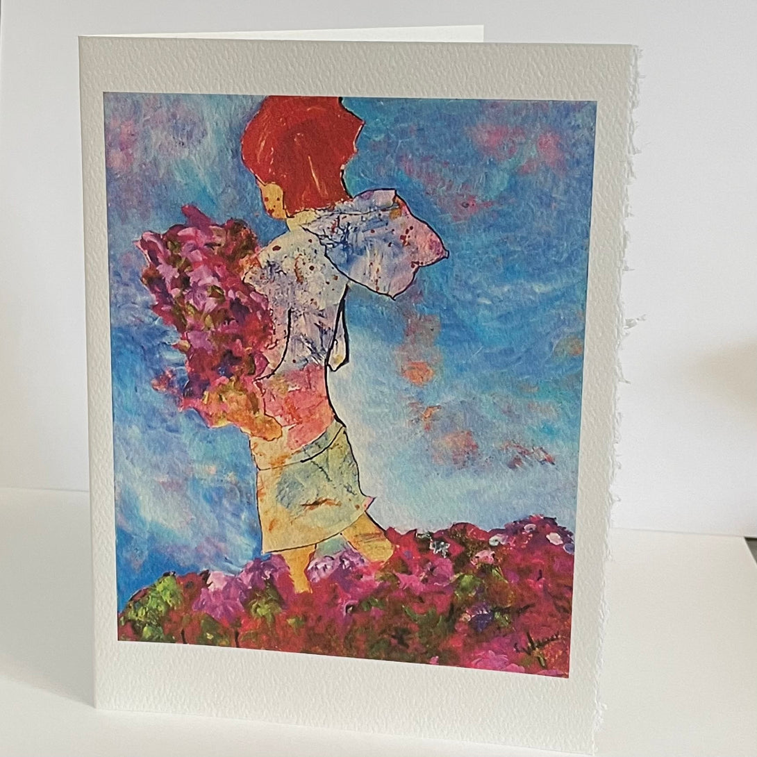 Carla Weaver - Card - Redhead With Flowers - Carla Weaver - McMillan Arts Centre Gallery, Gift Shop and Box Office - Vancouver Island Art Gallery