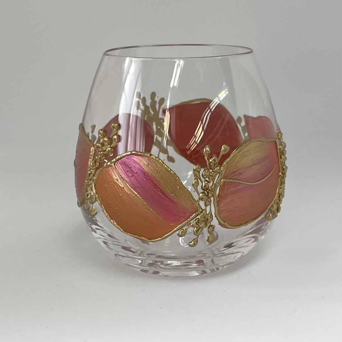 Lori Schiersmann - Stemless Wine Glass - copper/red/gold - Lori Schiersmann - McMillan Arts Centre - MAC Box Office - Vancouver Island Art Gallery