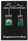 Robert Cerins - Earrings - Green/Silver with red band