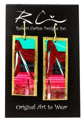 Robert Cerins - Earrings - Green/Red/Gold Border by Robert Cerins - McMillan Arts Centre - Vancouver Island Art Gallery