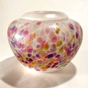 Robert Held - Blown Glass Vase with pink & mauve confetti design by Robert Held - McMillan Arts Centre - Vancouver Island Art Gallery