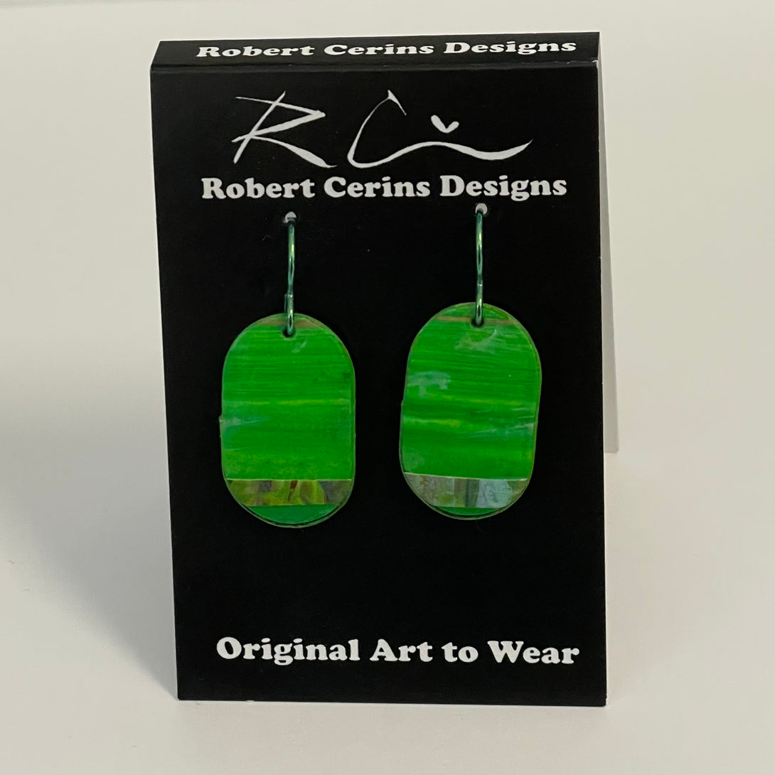 Robert Cerins -Earrings - Green - Oval - Robert Cerins - McMillan Arts Centre Gallery, Gift Shop and Box Office - Vancouver Island Art Gallery