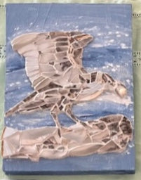 Deidre L. Michael - Mosaic - Seagull -  Japanese porcelain shards on board by Deidre L. Michael - McMillan Arts Centre - Vancouver Island Art Gallery