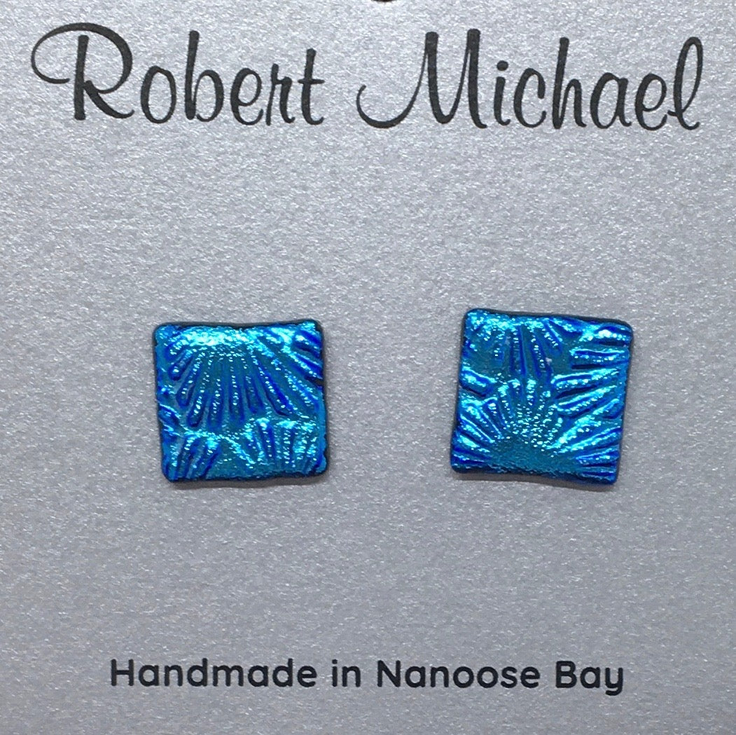 Robert Tutty - Earrings - Dichroic glass, turquoise by Robert Tutty - McMillan Arts Centre - Vancouver Island Art Gallery