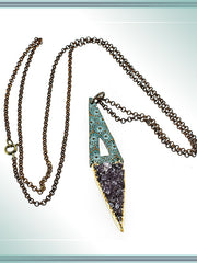 Load image into Gallery viewer, Alasha Lantinga - Necklace - &quot;Aphroditie&quot; amethyst druzy daisy burst cut out - Alasha Lantinga - Jewellery - McMillan Arts Centre &amp; MAC Box Office
