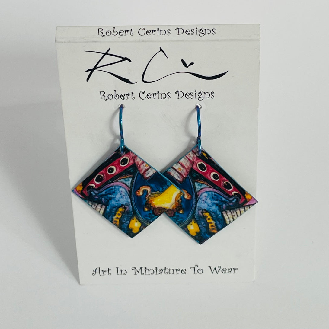 Robert Cerins - Earrings -  Abstract - Diamond - Robert Cerins - McMillan Arts Centre Gallery, Gift Shop and Box Office - Vancouver Island Art Gallery