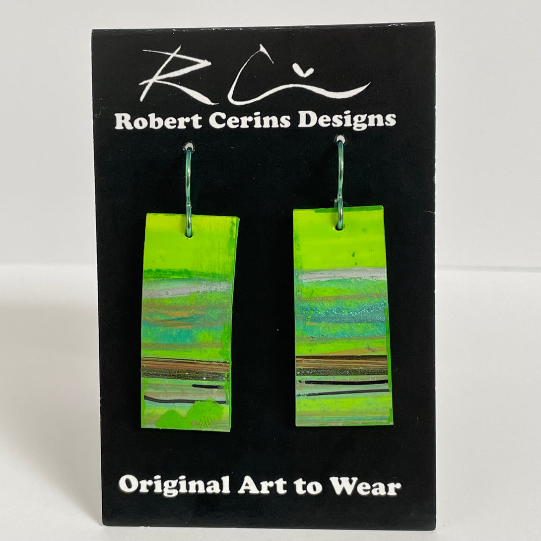 Robert Cerins -Earrings - Green - Rectangle by Robert Cerins - McMillan Arts Centre - Vancouver Island Art Gallery