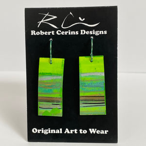 Robert Cerins -Earrings - Green - Rectangle by Robert Cerins - McMillan Arts Centre - Vancouver Island Art Gallery