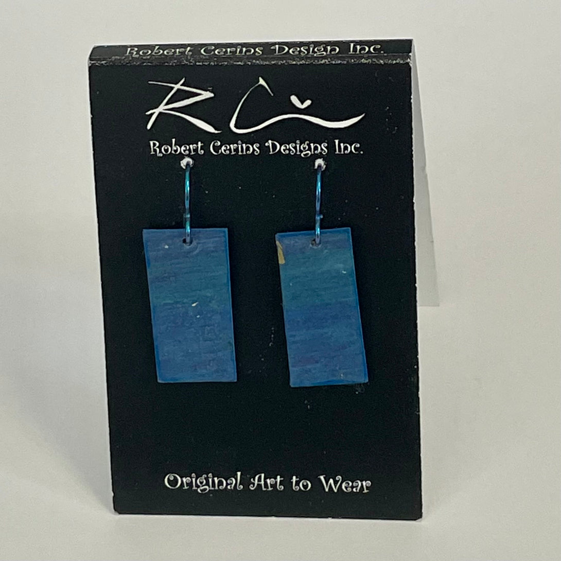 Robert Cerins - Earrings - Blue -Rectangle - Robert Cerins - McMillan Arts Centre Gallery, Gift Shop and Box Office - Vancouver Island Art Gallery