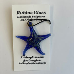 Rubius Glass - Pendant - Blue Sea Star with adjustable cord by Rubius Glass - McMillan Arts Centre - Vancouver Island Art Gallery