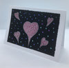 Jane Davidson - Card - Original art, hearts on black background