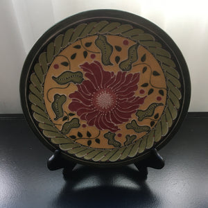 Nancy Gayou - Pottery - Plate with flower centre, approx. 10" in diameter