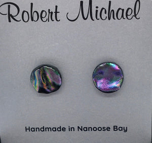 Robert Tutty - Earrings - Dichroic glass, pink, black & blue by Robert Tutty - McMillan Arts Centre - Vancouver Island Art Gallery
