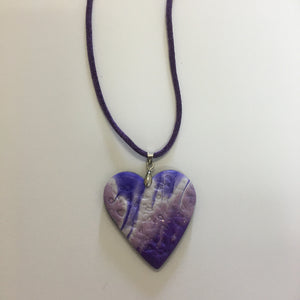 Lynn Orriss - Necklace - Polymer Clay heart by Lynn Orriss - McMillan Arts Centre - Vancouver Island Art Gallery