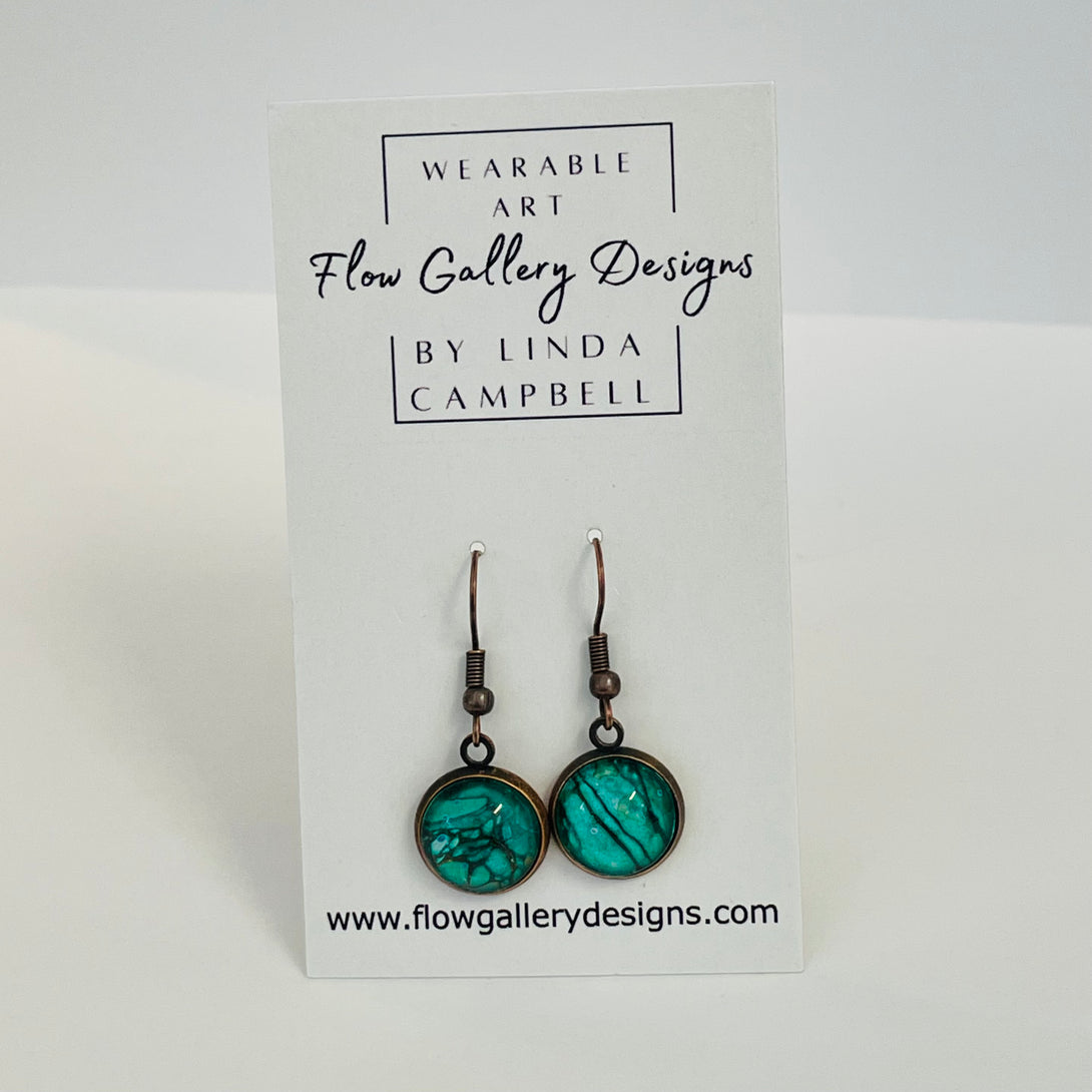 Linda Campbell - Earrings - Emerald Green - small disc, brass wire
