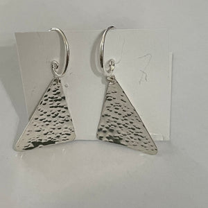 Laurie McDonald - Earrings - Hammered triangle, sterling silver by Laurie McDonald - McMillan Arts Centre - Vancouver Island Art Gallery