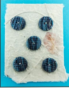 Lynn Orriss - Polymer Clay Button Set of 5 - blue stripe by Lynn Orriss - McMillan Arts Centre - Vancouver Island Art Gallery
