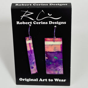 Robert Cerins - Earrings - Purple with pink - Rectangle, skinny & wide - Robert Cerins - McMillan Arts Centre Gallery, Gift Shop and Box Office - Vancouver Island Art Gallery