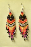 Bruce Thurston - Earrings - Beaded design, black, orange, red, purple, silver