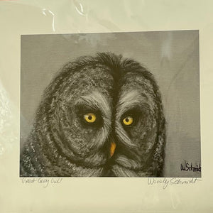 Wendy Schmidt - Print - "Great Grey Owl" 14" x 12"