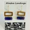Alasha Lantinga - Earrings - Copper rectangle with Kunzite quartz