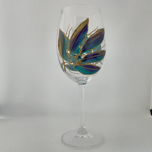 Lori Schiersmann - Wine Glass - turquoise/purple/gold - Lori Schiersmann - McMillan Arts Centre - MAC Box Office - Vancouver Island Art Gallery