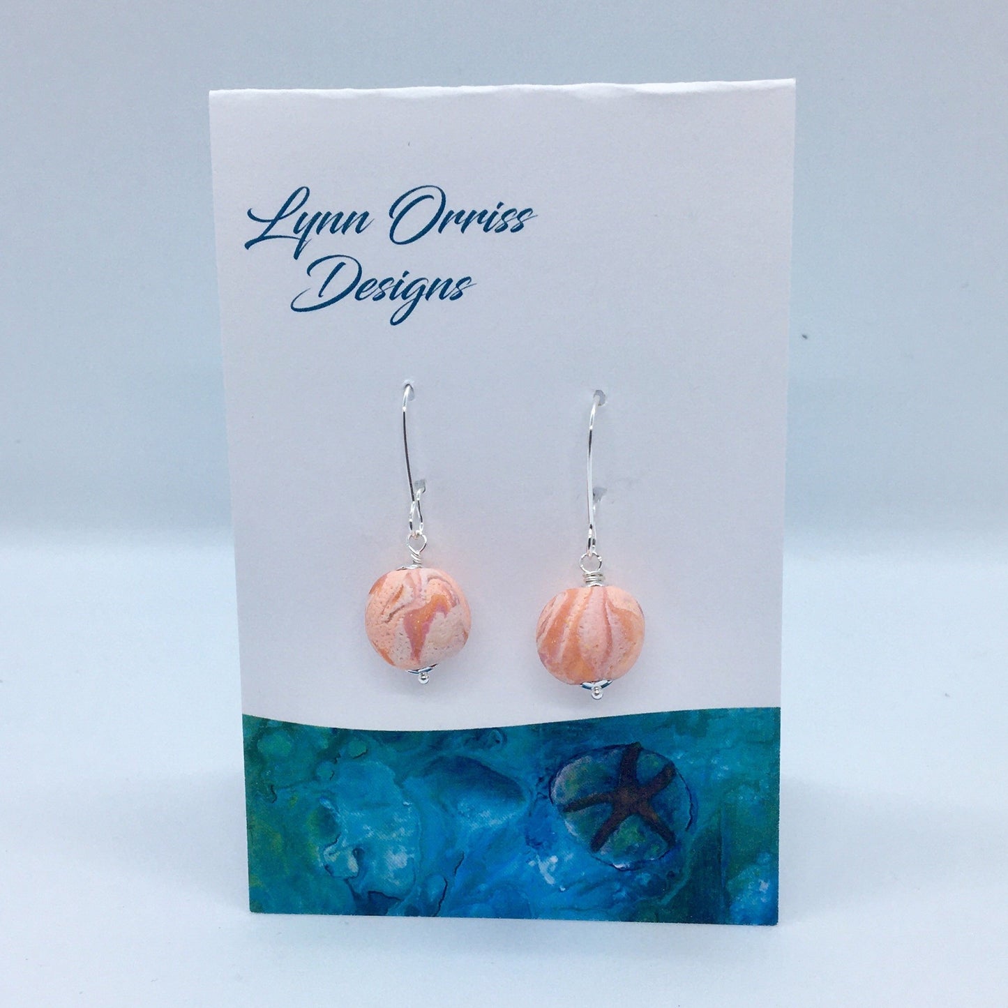 Lynn Orriss - Earrings - Small ball, pink swirls on silver hooks - Lynn Orriss - McMillan Arts Centre Gallery, Gift Shop and Box Office - Vancouver Island Art Gallery