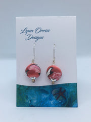 Load image into Gallery viewer, Lynn Orriss - Earrings - Ball, red, black &amp; pink on silver hook - Lynn Orriss - McMillan Arts Centre Gallery, Gift Shop and Box Office - Vancouver Island Art Gallery
