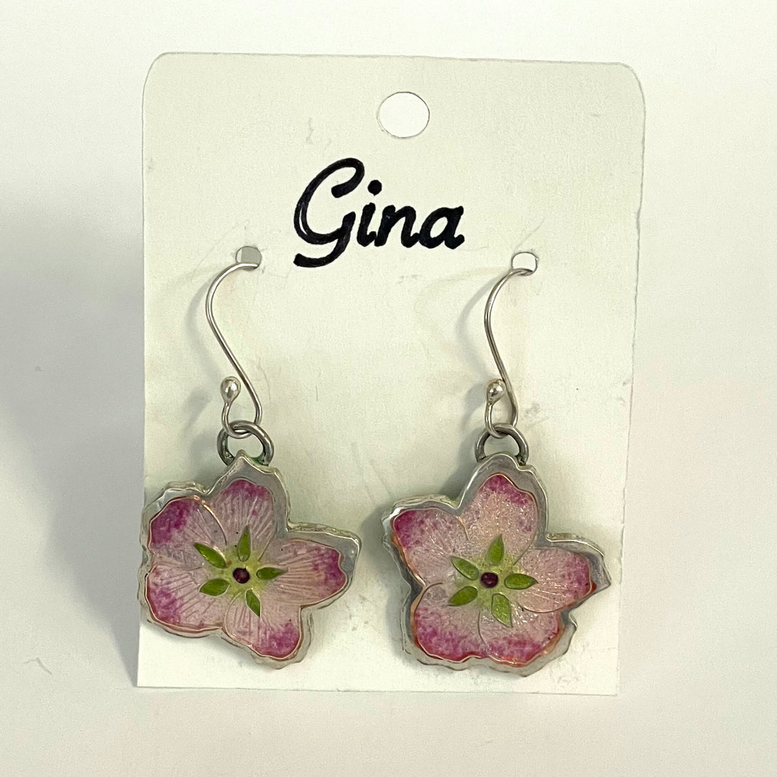 Gina Shear - Earrings - Pink Cherry Blossom - Gina Shear - McMillan Arts Centre Gallery, Gift Shop and Box Office - Vancouver Island Art Gallery