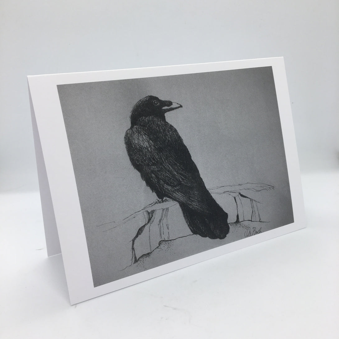 Muriel Bush - Card - Raven on Rock - Muriel Bush - McMillan Arts Centre Gallery, Gift Shop and Box Office - Vancouver Island Art Gallery