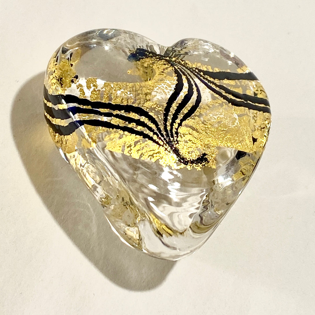 Robert Held - Blown Glass Heart with Gold & black design by Robert Held - McMillan Arts Centre - Vancouver Island Art Gallery