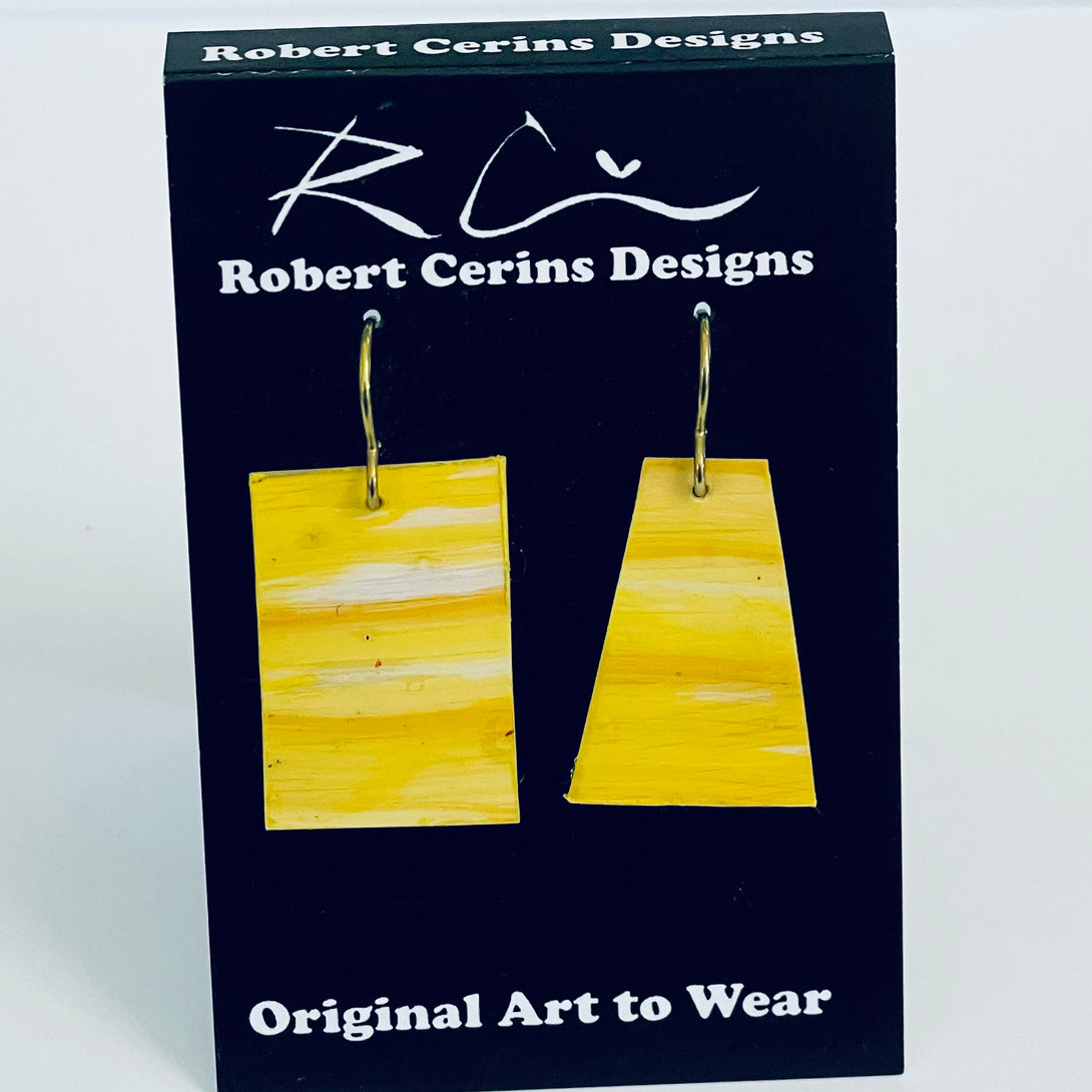Robert Cerins - Earrings - Yellow - Rectangle & Trapezoid by Robert Cerins - McMillan Arts Centre - Vancouver Island Art Gallery