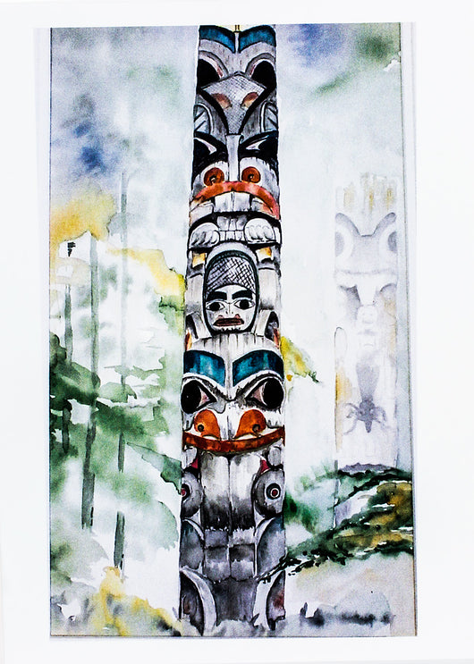 Nancy Lyon - Card - Totem Pole - Nancy Lyon - McMillan Arts Centre - MAC Box Office - Vancouver Island Art Gallery