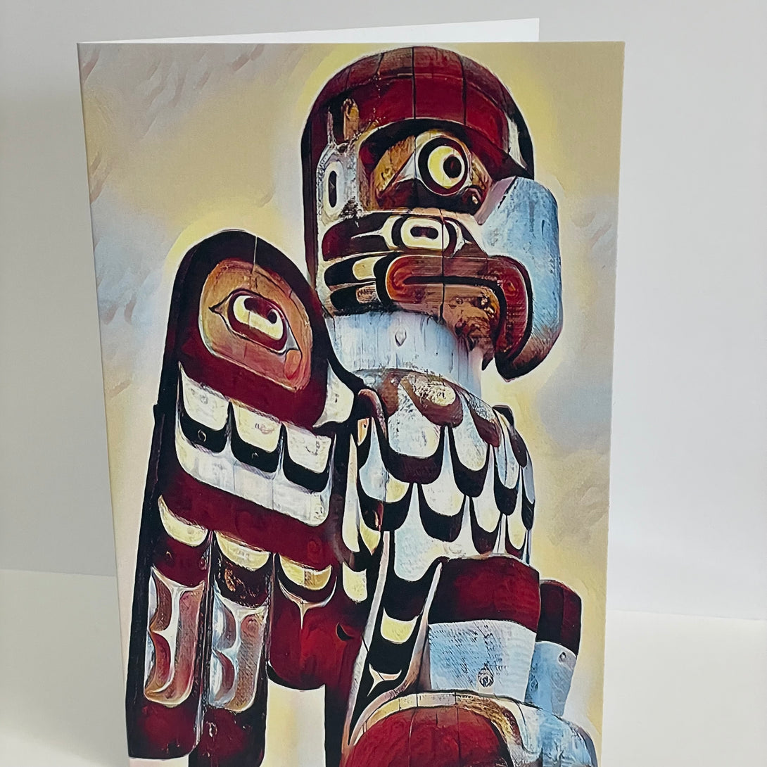 Gerald Fuller - Card - Eagle Totem, red by Gerald Fuller - McMillan Arts Centre - Vancouver Island Art Gallery