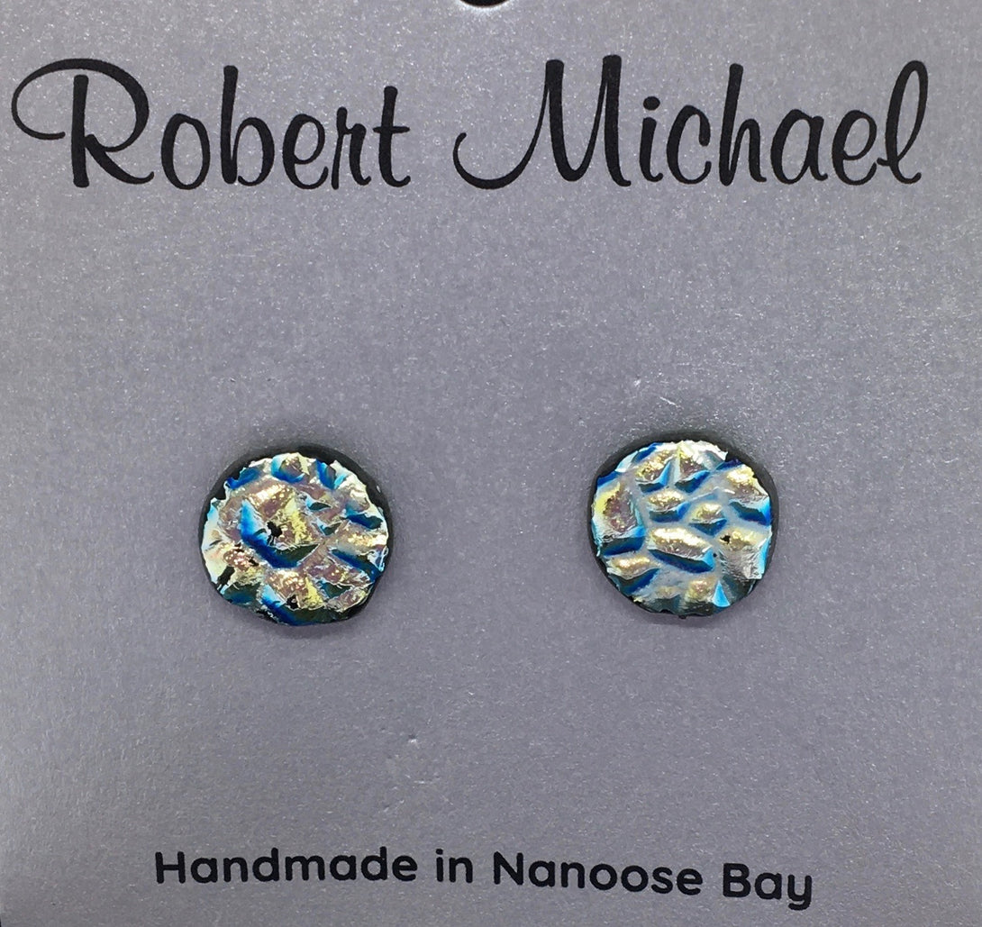 Robert Tutty - Earrings - Dichroic glass, silver & blue - Robert Tutty - McMillan Arts Centre Gallery, Gift Shop and Box Office - Vancouver Island Art Gallery