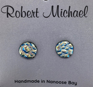 Robert Tutty - Earrings - Dichroic glass, silver & blue by Robert Tutty - McMillan Arts Centre - Vancouver Island Art Gallery