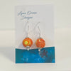 Lynn Orriss - Earrings - Orange and yellow swirls, round