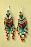 Bruce Thurston - Earrings -  Beaded design, turquoise, cream, red, orange, black, copper