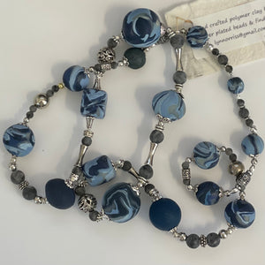 Lynn Orriss - Necklace - Dark blue denim by Lynn Orriss - McMillan Arts Centre - Vancouver Island Art Gallery