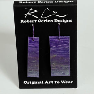 Robert Cerins - Earrings - Purple with silver - Rectangle, narrow & wide by Robert Cerins - McMillan Arts Centre - Vancouver Island Art Gallery