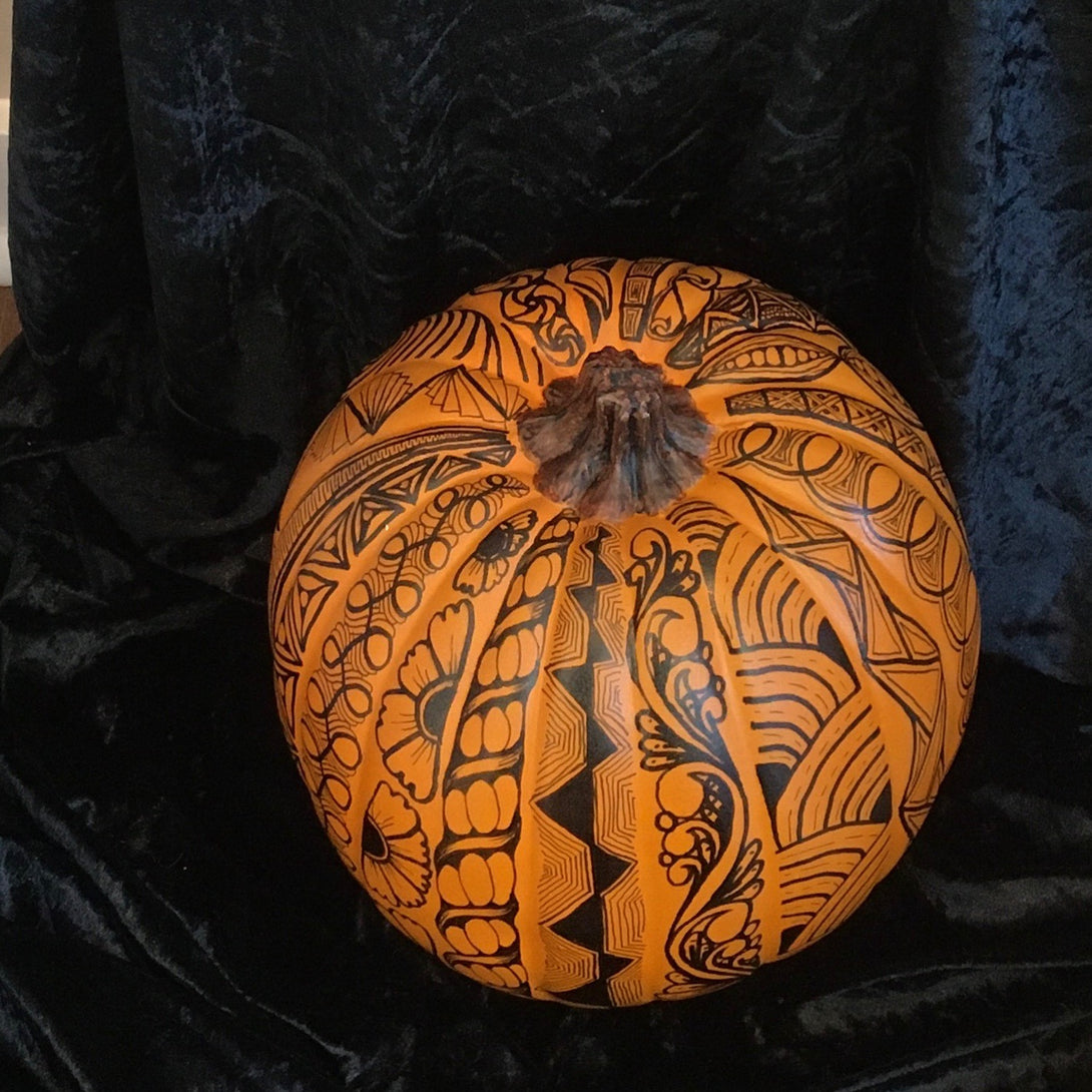 Rhonda Roy - Zentangled Pumpkin by Rhonda Roy - McMillan Arts Centre - Vancouver Island Art Gallery