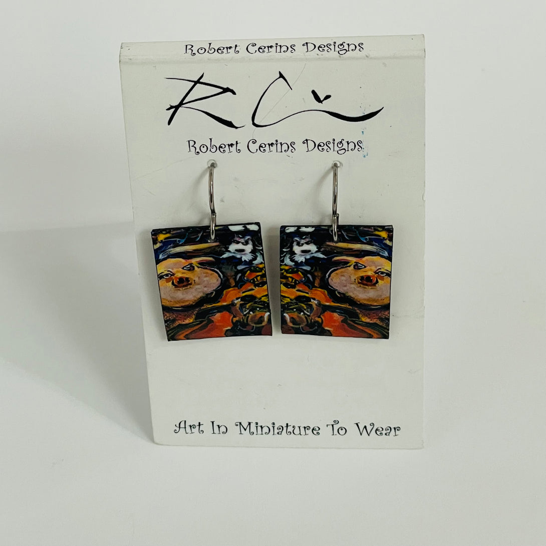 Robert Cerins - Earrings - Little Piggy - Square by Robert Cerins - McMillan Arts Centre - Vancouver Island Art Gallery