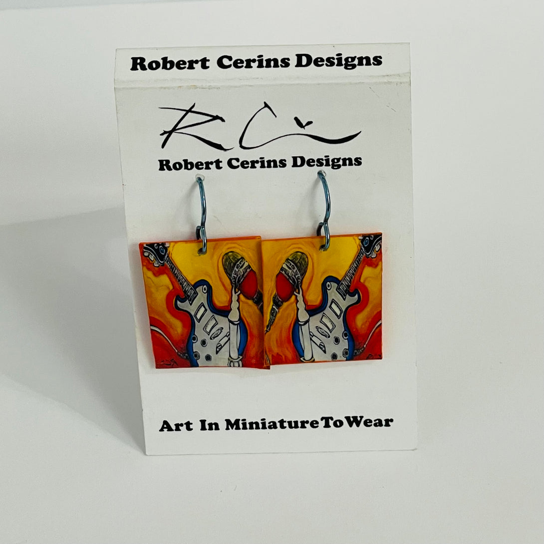 Robert Cerins - Earrings -Guitar - Square - Robert Cerins - McMillan Arts Centre Gallery, Gift Shop and Box Office - Vancouver Island Art Gallery