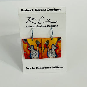 Robert Cerins - Earrings -Guitar - Square - Robert Cerins - McMillan Arts Centre Gallery, Gift Shop and Box Office - Vancouver Island Art Gallery