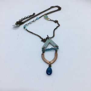Alasha Lantinga - Necklace - "Milla Small", Apatite & Peru Opal with Amazonite Bezel